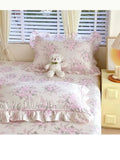 100% Cotton 2pcs Flower Prints Ruffles Pillowcases 48x74cm Sizes Cushion Cover for Bed Floral Style Adults Kids Pillowslip 베개커버