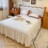 100% Cotton Korean Princess Style Bow Plaid Lace Ruffles Patchwork Bedding Set Duvet Cover Set Bed Skirt Bedspread Pillowcases