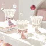 1Pc Footed Ceramic Dessert Bowl 180ml, Small Ice Cream Yogurt Cereal Fruit Salad Pudding Bowl for Home Kitchen, Gift Box