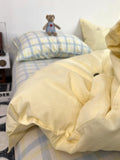 Moonlight Bus Cheese Yellow ids INS Sle Full Cotton Waed Bedding Cover 8 Bedding Four-Piece Set Mixed Cotton Bedding