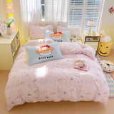 Washed Cotton Pink Duvet Cover Girl Room Decor Breathable Comforter Cover with 2 Pillowcases Bed Linens Bedding Set Home Textile