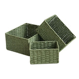Rural Handmade Woven Storage Basket Large Capacity Rectangular Cosmetics Storage Box Household Snack Storage Box Wardrobe