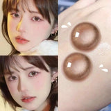Color Contact Lenses yearly Myopia Lenses with Diopter Enlarge Bright Cosmetic Power Lens Make Up for  Beautiful Eyes