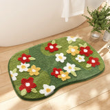 Creative Flower Bath Mat Home Bathroom Decoration Rug Thickened Flocking Super Fiber Carpet Absorbent Foot Mat Anti-slip