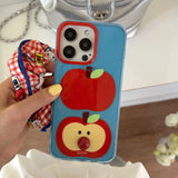 Korea Lovely Apple Funny DIY Red Nose Transparent Blue Soft Mobile Phone Protective Cover Case for iPhone 16 15 14 13 12 Pro Max