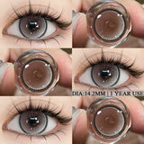 Brown Colored Contact Lenses for Eyes, Natural Eye Cosmetic, Soft Eye Lenses, Beauty, Yearly Use, 1Pair
