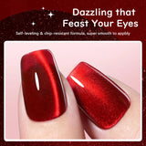 Red Cat Eye Nail Polish Gel Soak Off  UV LED Nail Magnetic Gel Polish Nail Art DlY For Salon & Home For Winter Christmas