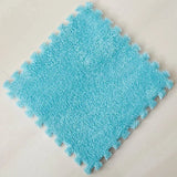Plush Puzzle Foam Floor Mat Baby Play Mat Cute Soft Fluffy Interlocking Square Foam Tiles Area Rugs Carpet for Parlor Bedroom