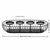 Oval Carbon Steel Wire Candle Tray with 4 Raised Pillar Stands, Matte Black Candelabra, Tabletop Decor for Party & Wedding