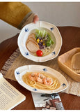 Swallow Oval Plates High-end Household Ceramic Serving Plate Ins White Breakfast Tray Retro Afternoon Tea Dessert Tableware