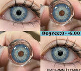 1pair Colored Contact Lenses for Eyes Myopia Degree -0.00 to -6.00 Nature Gray Makeup Soft Lens Blue Eye Beauty Pupils