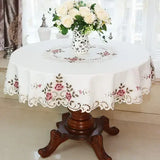 New Lace Tablecloth Pastoral round tablecloth Dining table cloths Home Embroidery table cover rose gold decoration house towel