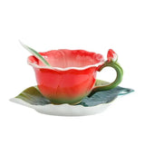 Family Afternoon Tea Ceramic Coffee Cup Set, High-quality Teapot , Creative Enamel Colored Handcrafted Rose Tea Set, Friend Gift
