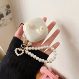 Cute 3D Heart Love Silicone Earphone Case for Samsung Galaxy Buds Live / Buds Pro / Buds 2 / Buds2 Pro Cover With Bead Pendant