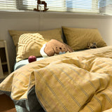 Simple A-Class Pure Cotton Waed Bedding Four-Piece Set Striped Duvet Cover ZD Color Woven Bedding Set for All Seasons