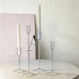 Nordic Minimalism High Footed Glass Candle Holders Romantic Candlelight Dinner Ornament for Wedding Party Table Decoration