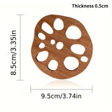 5/10pcs Elegant Lotus Root Design Coasters Heat-Resistant Natural Brown Wooden Surface for Hot Drinks Kitchen Dining Table Decor