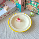 6.2 Inch Ceramic Plate Round Korean Style Ins Household Food Container Fruit Salad Dessert Breakfast Plates Kitchen Dishes Gifts