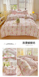 100% Cotton Skin-friendly Four Piece Set Soft Duvet Cover Set Single Couple Flower Printed Comforter Bedding Set for Adults Kids