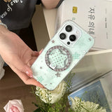 Fashion Mint Green Polka Dot Star Magnetic Stand Phone Case For iPhone 17 16 Pro 15 14 Pro Max Cover For Magsafe Cases Cute Capa