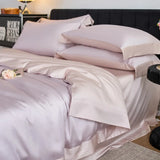 Color Blocking Bedding Set 600TC Lyocell Bamboo Fiber Soft Silky Cool Feeling Duvet Cover Flat/Fitted Bed Sheet Pillowcases 4Pcs