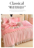 Lace Bedding Set for Girl Ruffle Brushed Soft Microfiber Princess Style Queen Duvet Cover Set Bed Sheet Pillowcases Home Textile