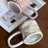 Creative Roman Letter Handheld Ceramic Cup Irregular Long Handle Coffee Mark Water Cup Coffee Cup