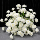Pink Green Artificial Hydrangea Rose Anthurium Arrangement Wedding Table Centerpiece Floral Runner Party Backdrop Banquet Decor