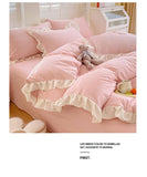 Princess Style Bedding Set Soft Bedroom Decor Comforter Duvet Cover Set Pillowcase Bed Sheet Ruffled Quilt Cover Four Pieces Set