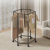 Hexagon Rotating Floor Clothes Rack Dormitory Coat Hanger Stand Indoor Drying Rack Movable Garment Organizer Hat Stand