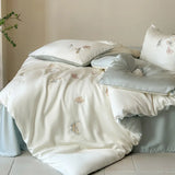 Colorful Butterfly Embroidery Lyocell Bamboo Fiber Soft Silky 3/4Pcs Bedding Set Duvet Cover Flat/Fitted Bed Sheet Pillowcases