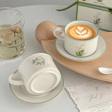 European Style Retro Ceramic Mug Flower pattern Coffee Cup and Saucer Afternoon Tea cup Dessert Plate Milk Juice latte cup Gift