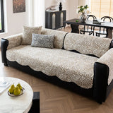 Irregular Sofa Cover, Jacquard Chenille Leopard Print Couch Slipcovers, Non Slip Armchair Towel, Sofa Cushion 3 Seats