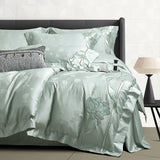 4Pcs Lotus Embroidery 1000TC Egyptian Cotton Rose Jacquard Luxury Bedding Set Duvet Cover Set Bed Sheet/Fitted Sheet Pillowcases