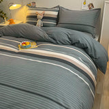 Ikeehome  Thiened Warm Flannel Bedding Set Pure Cotton Bear Pattern Autumn Winter Four-Piece Quilt Cover eet Tee-Piece Set