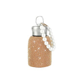 300ml Mini Thermos Cup With Pearl Chain Rope for Women,Diamond-encased Case,Stainless Steel Vacuum Flasks,Drinkware,Water Bottle