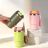480ml Stainless Steel Thermos Cup Multi-color Portable Ice Cup Mini Double-layer Insulated Coffee mug With Lid water bottle