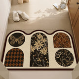 Green Door Mat Irregular Butterfly Shaped Door Mat and Carpet Front Door Mat Outside Entrance, Spring Welcome Entryway Doormat