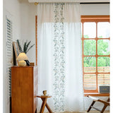 Boho Curtains Semi Sheer Floral Embroidery Cotton Fabric Linen Light Filtering Pocket Rod Windows Drapes for Living Room Bedroom