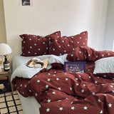 3/4pc Autumn Bedding Set Star Geometric Print Soft Polyester Duvet Cover Set+Bed Sheet Twin Full Queen Home Drom Bedding