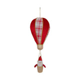 Christmas Tree Ornaments, Flocked Hot Air Balloon Santa Figurine, Gold-Trimmed Linen Basket, European and American Style