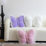 Butterfly Lace Pillow Butterfly Shaped Decorative Pillow For Sofa Couch Bed Plush Velvet Lumbar Support Cushion For Office Chair