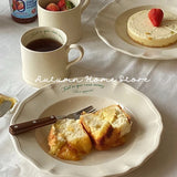 Classic Replica Lace Ceramic Plate for Vintage Dishes Warm White Western Tableware Dinner Plates