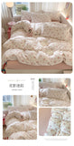 Knitted Class A Bedding Set Floral Style Bed Linen Set Soft Double Yarn Four-Piece Set Quilt Cover Set Bed Sheets Gift for Home