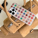 Fashion Colorful Five-pointed Stars Printed Laser Phone Cases for IPhone 13 16 15 14 17Pro Max Shockproof Protective Cover Case