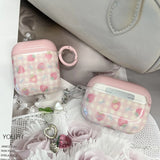 Sweet Pink Strawberry Grid  Pattern Cute Transparent Fruit Pendant Earphone Protection Case For AirPods 1 2 3 4 Pro 2 Soft Cover