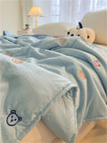 Embroidered Summer Quilt Washed Cotton Girl Home Comfortable Skin Friendly Soft Air-Conditioned Thin Quilted Queen Size Blankets
