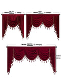 1pc Light Luxury European Modern Red Velvet Tassel Lace Water Wave Curtain Head