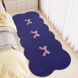 Special-shaped Runner Rug Pink Plaid Bow Bedroom Bedside Carpets Fashionable Ins Creative High-end Coffee Table Mats 러그 Alfombra