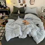 Solid Color Bedding Set Twin Full Queen Size Bed Flat Sheet Soft Kids Adults Duvet Cover Set Quilt Cover Pillowcases Bed Linen